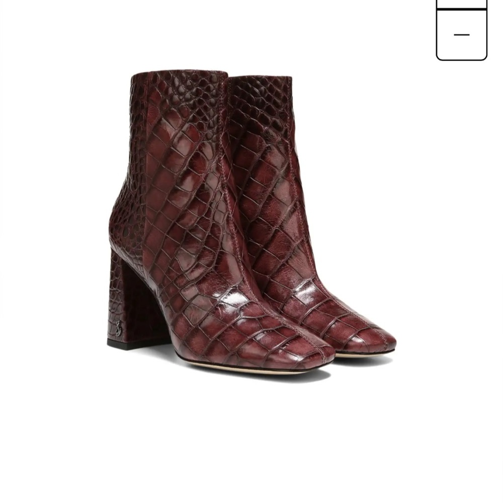 Sam Edelman Codie Boot in Bordeaux Croc 7